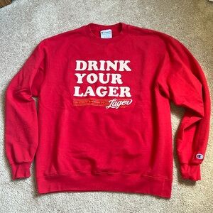 Champion Red Crewneck Columbus Brewing Co. Unisex Sweatshirt   Size Large